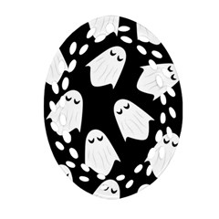 Ghost Halloween Pattern Oval Filigree Ornament (two Sides) by Amaryn4rt