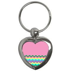 Easter Chevron Pattern Stripes Key Chains (heart) 