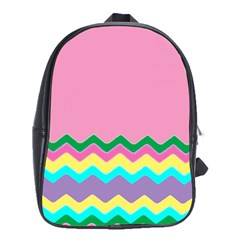 Easter Chevron Pattern Stripes School Bags (xl)  by Amaryn4rt