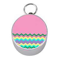 Easter Chevron Pattern Stripes Mini Silver Compasses by Amaryn4rt