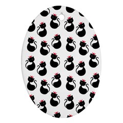 Cat Seamless Animal Pattern Oval Ornament (two Sides) by Amaryn4rt