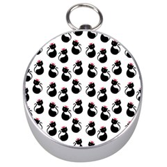 Cat Seamless Animal Pattern Silver Compasses by Amaryn4rt