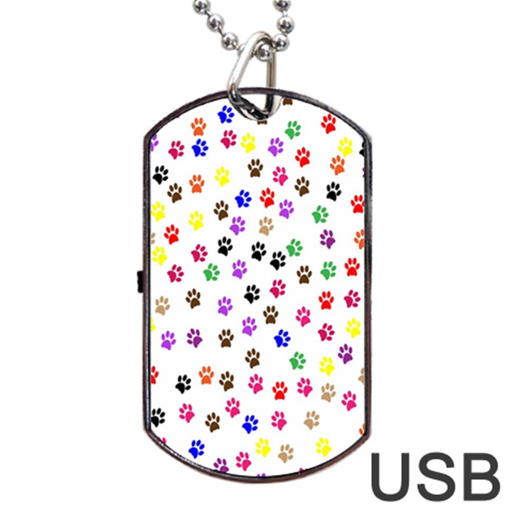 Paw Prints Background Dog Tag USB Flash (Two Sides)