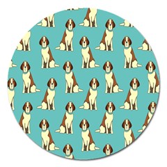 Dog Animal Pattern Magnet 5  (round) by Amaryn4rt