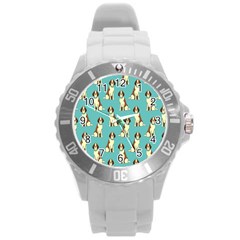 Dog Animal Pattern Round Plastic Sport Watch (l) by Amaryn4rt