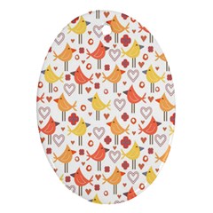 Animal Pattern Happy Birds Seamless Pattern Oval Ornament (two Sides) by Amaryn4rt