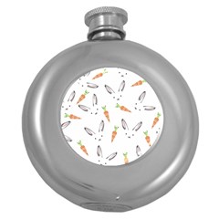 Rabbit Carrot Pattern Weft Step Round Hip Flask (5 Oz) by Amaryn4rt