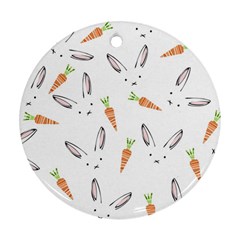 Rabbit Carrot Pattern Weft Step Round Ornament (two Sides) by Amaryn4rt