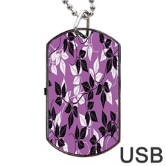 Floral Pattern Background Dog Tag Usb Flash (two Sides) by Amaryn4rt