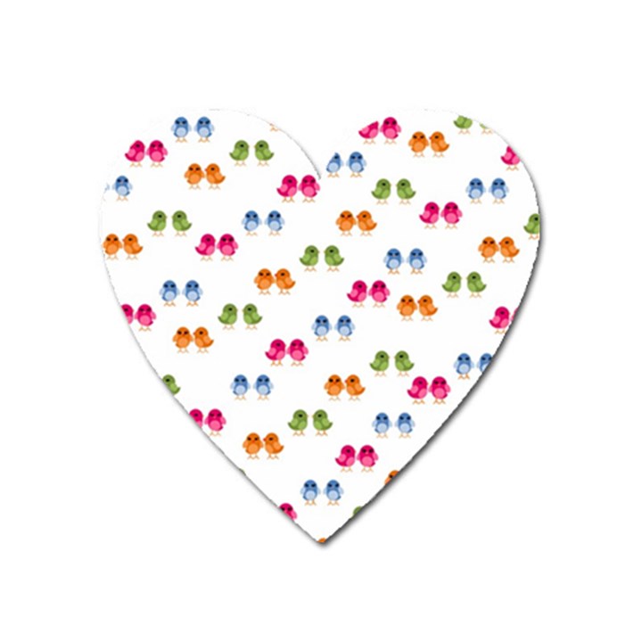 Pattern Birds Cute Design Nature Heart Magnet