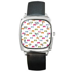 Pattern Birds Cute Design Nature Square Metal Watch by Amaryn4rt