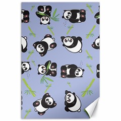 Panda Tile Cute Pattern Blue Canvas 24  X 36 