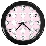 Sheep Wallpaper Pattern Pink Wall Clocks (Black) Front