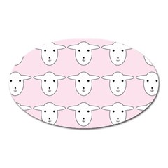 Sheep Wallpaper Pattern Pink Oval Magnet by Amaryn4rt