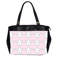 Sheep Wallpaper Pattern Pink Office Handbags (2 Sides)  by Amaryn4rt