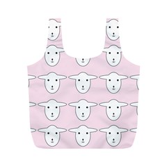Sheep Wallpaper Pattern Pink Full Print Recycle Bags (m)  by Amaryn4rt