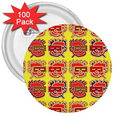 Funny Faces 3  Buttons (100 Pack) 