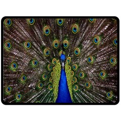 Bird Peacock Display Full Elegant Plumage Fleece Blanket (large)  by Amaryn4rt