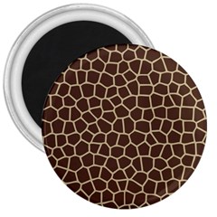 Leather Giraffe Skin Animals Brown 3  Magnets by Alisyart