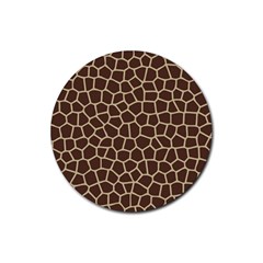 Leather Giraffe Skin Animals Brown Rubber Round Coaster (4 Pack)  by Alisyart