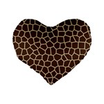 Leather Giraffe Skin Animals Brown Standard 16  Premium Heart Shape Cushions Back