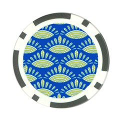 Sea Shells Blue Yellow Poker Chip Card Guard