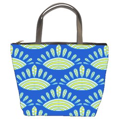 Sea Shells Blue Yellow Bucket Bags