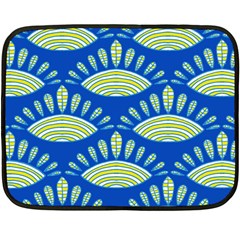 Sea Shells Blue Yellow Double Sided Fleece Blanket (mini) 