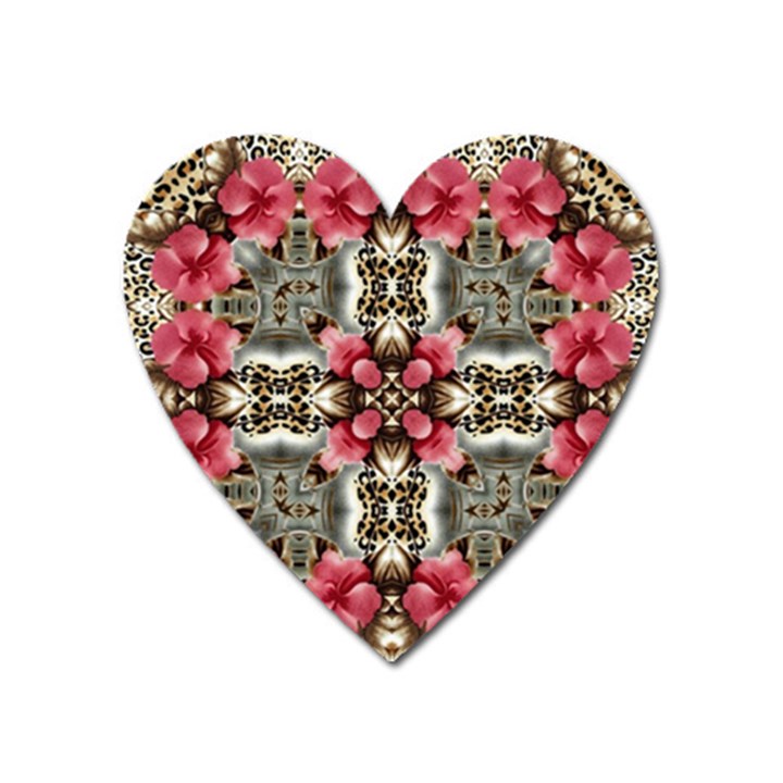 Flowers Fabric Heart Magnet