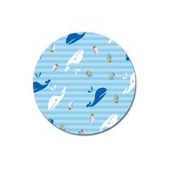 Whaling Ship Blue Sea Beach Animals Magnet 3  (round) by Alisyart