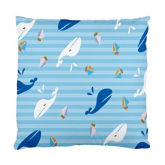 Whaling Ship Blue Sea Beach Animals Standard Cushion Case (two Sides)