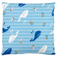 Whaling Ship Blue Sea Beach Animals Large Cushion Case (two Sides)