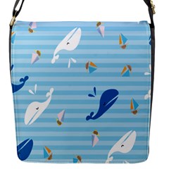 Whaling Ship Blue Sea Beach Animals Flap Messenger Bag (s) by Alisyart