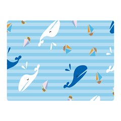 Whaling Ship Blue Sea Beach Animals Double Sided Flano Blanket (mini)  by Alisyart