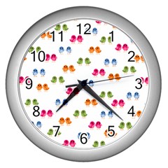 Pattern Birds Cute Design Nature Wall Clocks (silver)  by Amaryn4rt