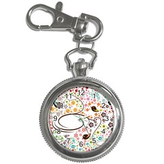 Flower Floral Rose Sunflower Bird Back Color Orange Purple Yellow Red Key Chain Watches