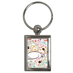 Flower Floral Rose Sunflower Bird Back Color Orange Purple Yellow Red Key Chains (Rectangle) 