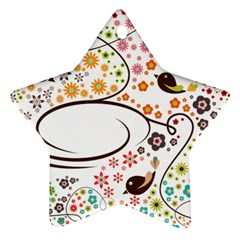 Flower Floral Rose Sunflower Bird Back Color Orange Purple Yellow Red Star Ornament (Two Sides)