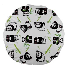 Panda Tile Cute Pattern Large 18  Premium Flano Round Cushions