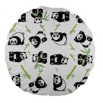 Panda Tile Cute Pattern Large 18  Premium Flano Round Cushions Back