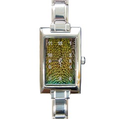 Colorful Iridescent Feather Bird Color Peacock Rectangle Italian Charm Watch by Amaryn4rt