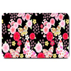 Flower Arrangements Season Rose Butterfly Floral Pink Red Yellow Large Doormat 