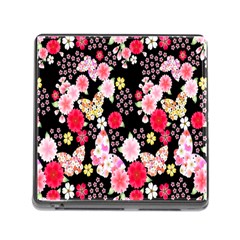 Flower Arrangements Season Rose Butterfly Floral Pink Red Yellow Memory Card Reader (square)