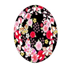 Flower Arrangements Season Rose Butterfly Floral Pink Red Yellow Ornament (oval Filigree)
