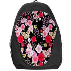 Flower Arrangements Season Rose Butterfly Floral Pink Red Yellow Backpack Bag