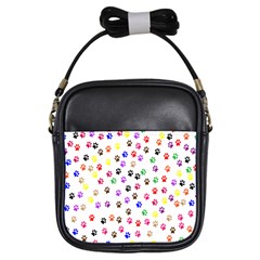 Paw Prints Background Girls Sling Bags