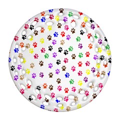 Paw Prints Background Ornament (round Filigree) by Amaryn4rt