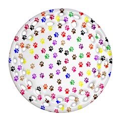 Paw Prints Background Round Filigree Ornament (two Sides) by Amaryn4rt