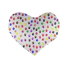 Paw Prints Background Standard 16  Premium Flano Heart Shape Cushions