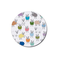 Sheep Cartoon Colorful Rubber Round Coaster (4 Pack)  by Amaryn4rt